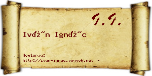 Iván Ignác névjegykártya