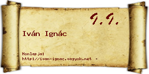 Iván Ignác névjegykártya